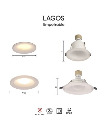 LAGOS * EMPOTRABLE GU10 COMFORT REDONDO BLANCO